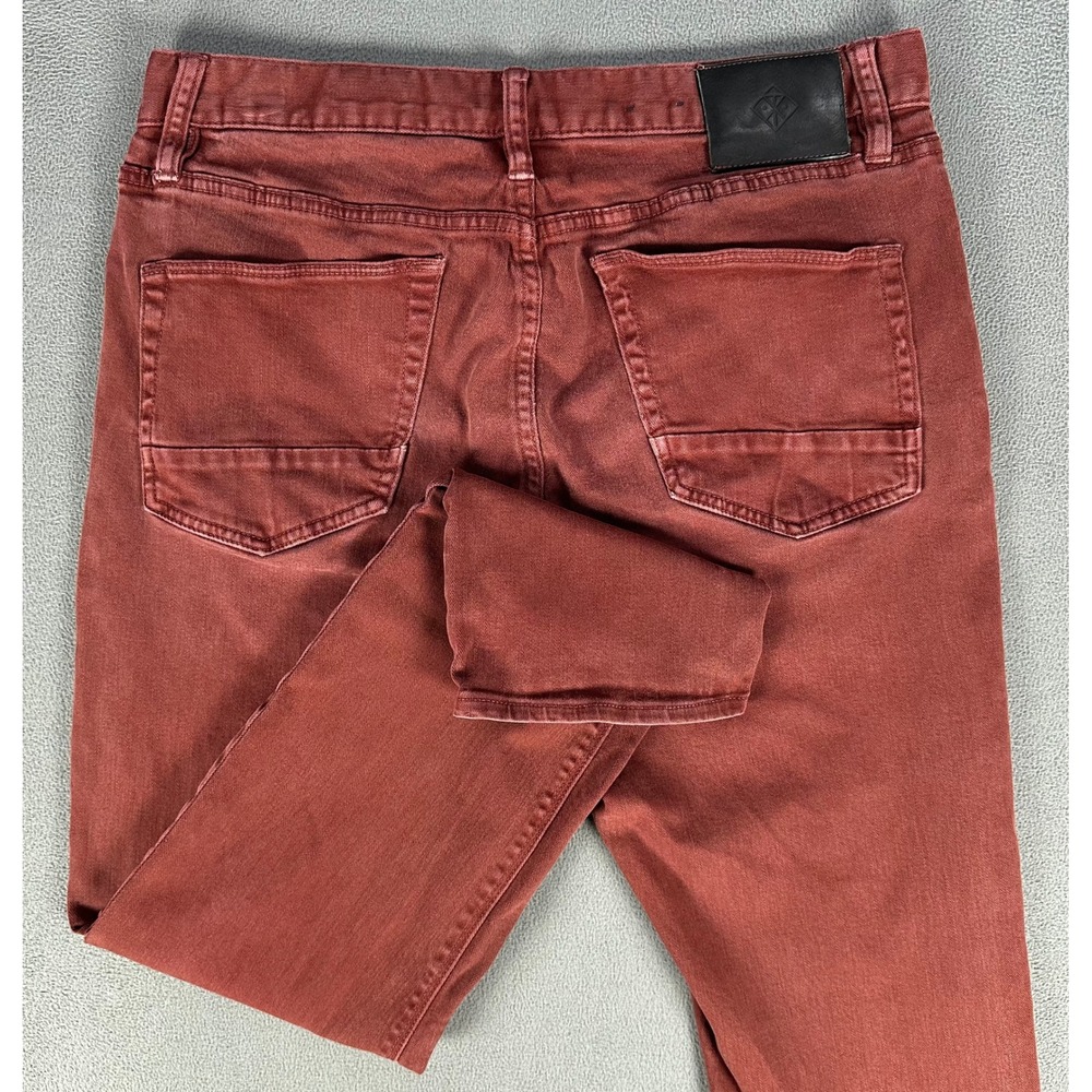 Roark Jeans Mens 33x31 Brick Rust Red HWY 133 Slim Straight Distressed Denim